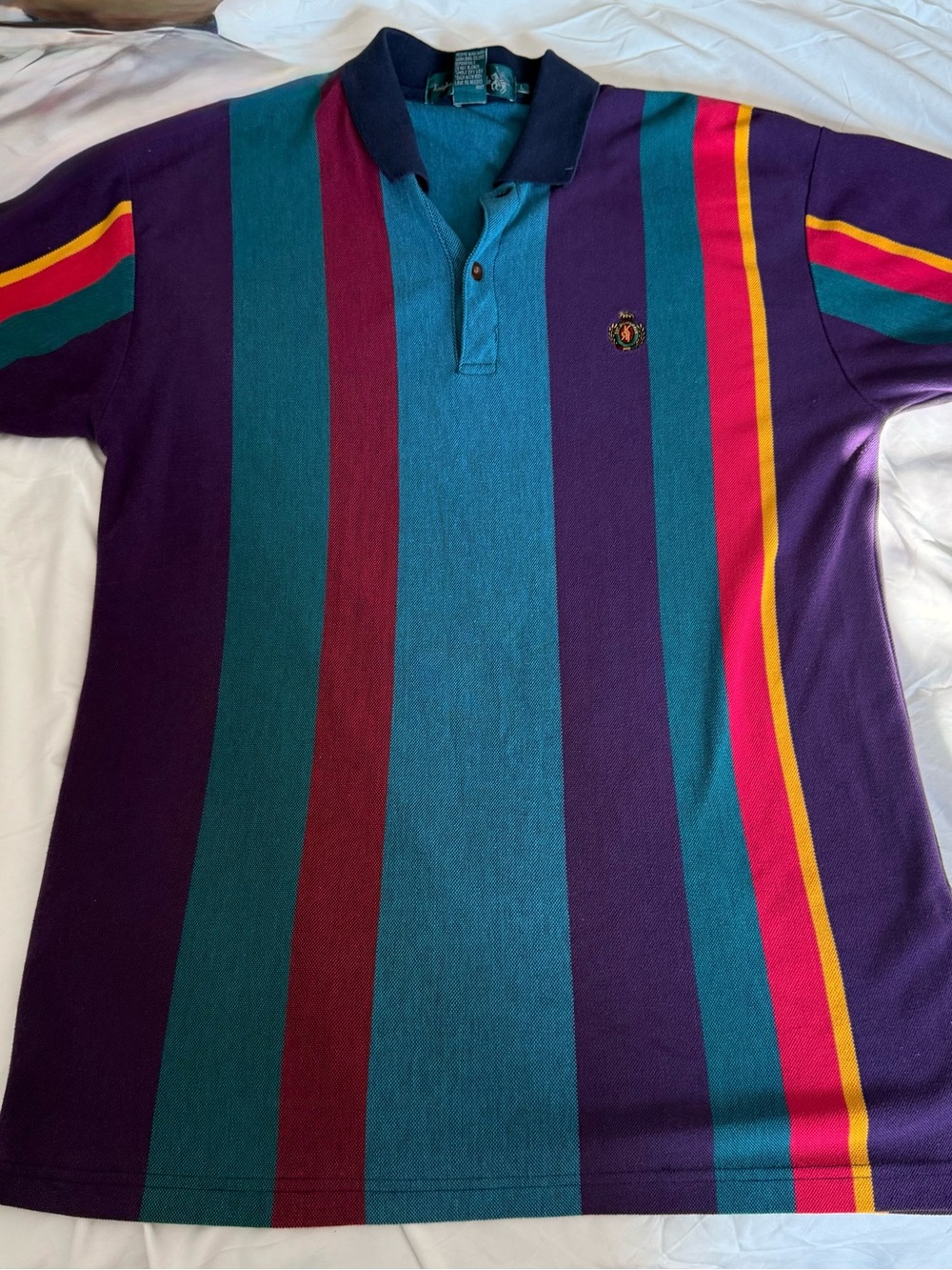 Vintage Knights of Round Table Striped Polo Shirt Men’s Large 90s